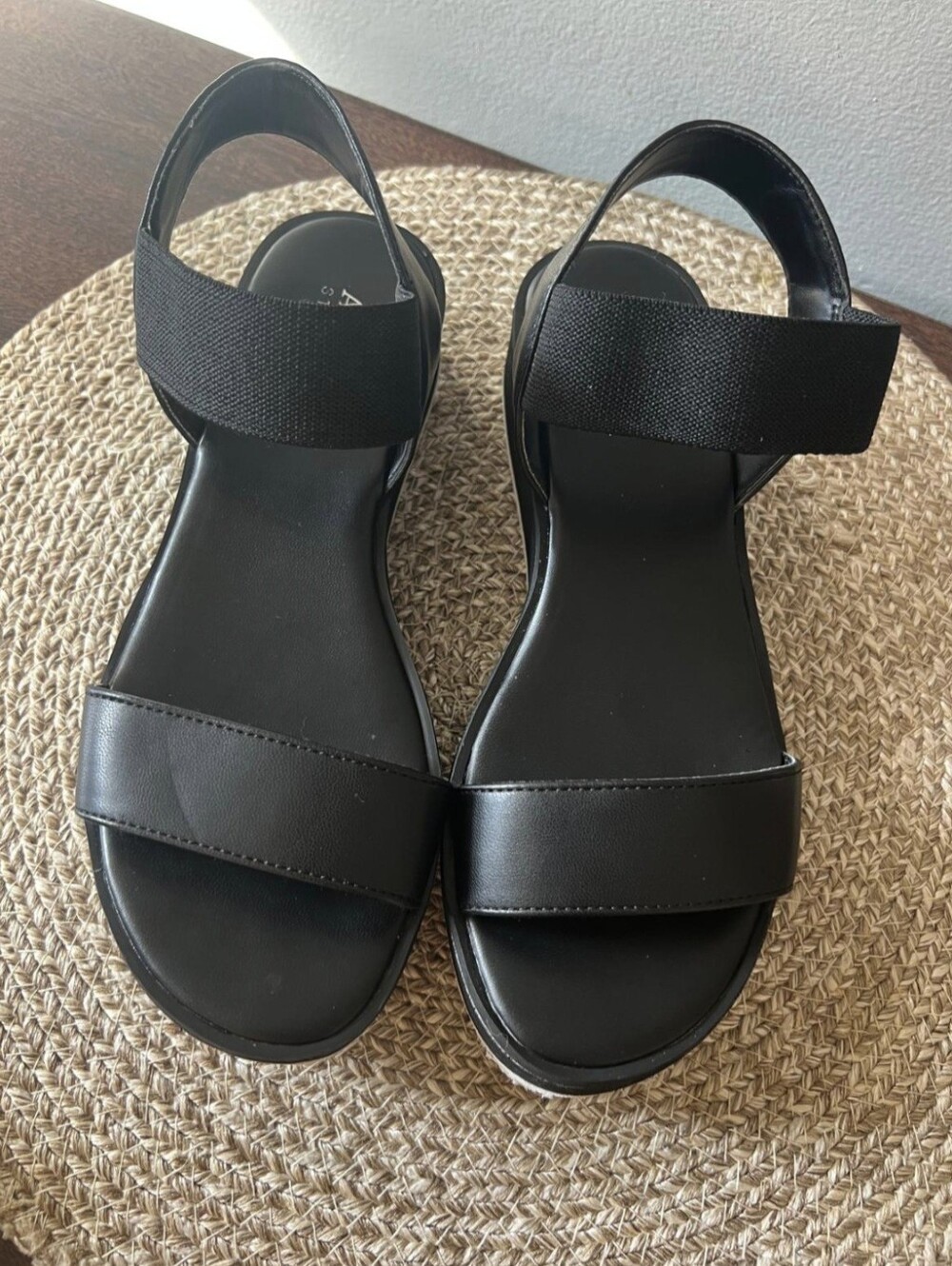 Alfani Step Flex Elastic Platform Wedge Sandals Black Women's Size 5M